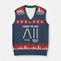 Funny Skiing Instructor V-Neck Knit Sweater Vest How To Ski Food Lover Winter Sport - Wonder Print Shop