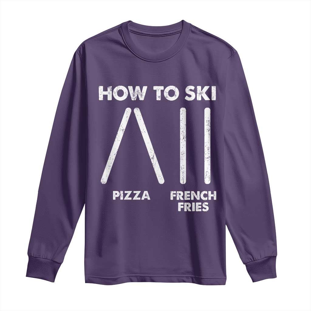 Funny Skiing Instructor Long Sleeve Shirt How To Ski Food Lover Winter Sport - Wonder Print Shop