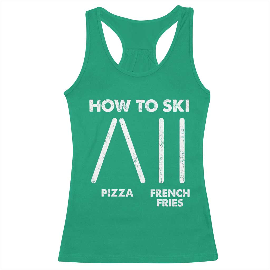 Funny Skiing Instructor Racerback Tank Top How To Ski Food Lover Winter Sport - Wonder Print Shop