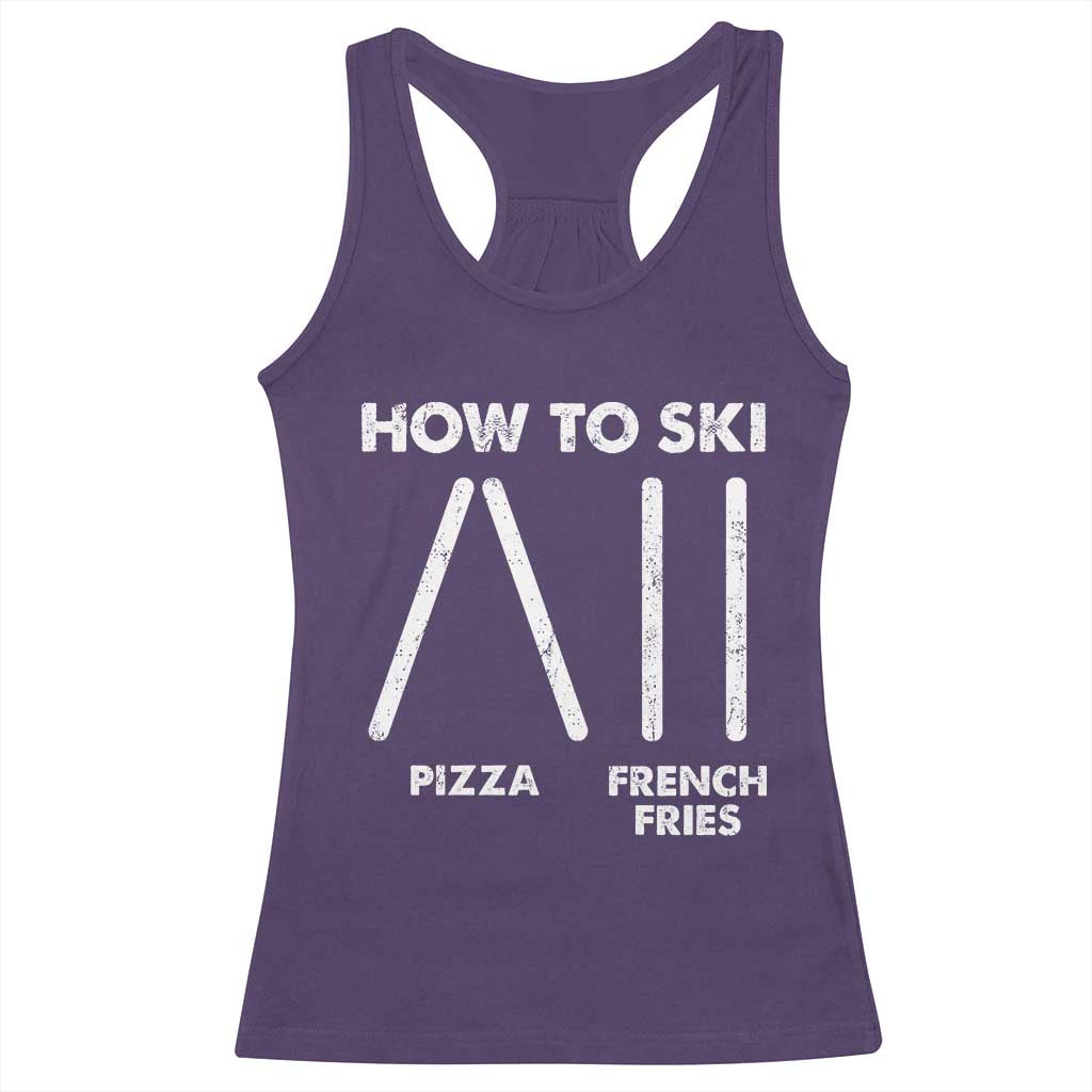 Funny Skiing Instructor Racerback Tank Top How To Ski Food Lover Winter Sport - Wonder Print Shop