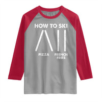 Funny Skiing Instructor Raglan Shirt How To Ski Food Lover Winter Sport - Wonder Print Shop