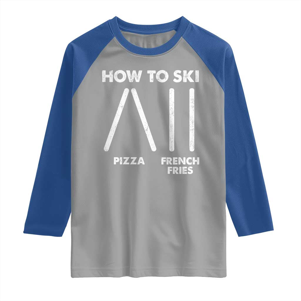 Funny Skiing Instructor Raglan Shirt How To Ski Food Lover Winter Sport - Wonder Print Shop
