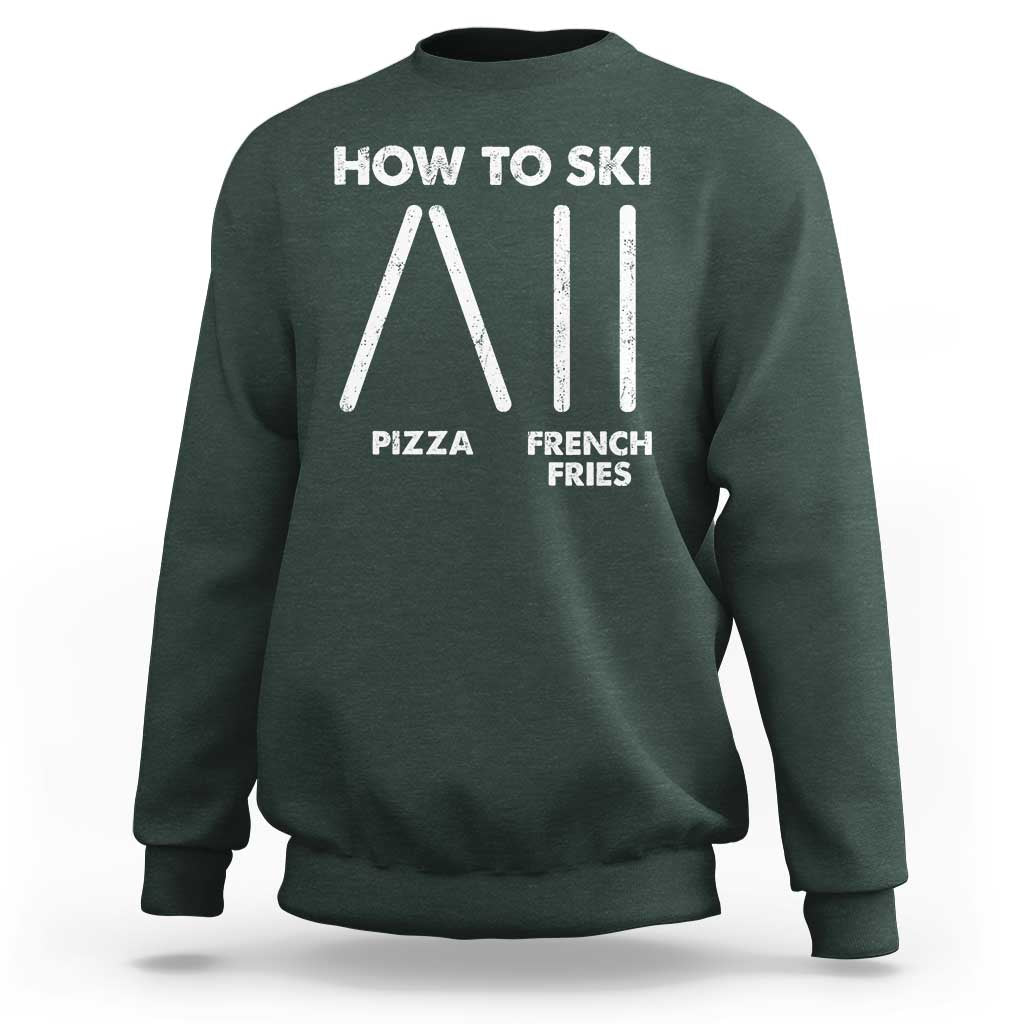 Funny Skiing Instructor Sweatshirt How To Ski Food Lover Winter Sport - Wonder Print Shop
