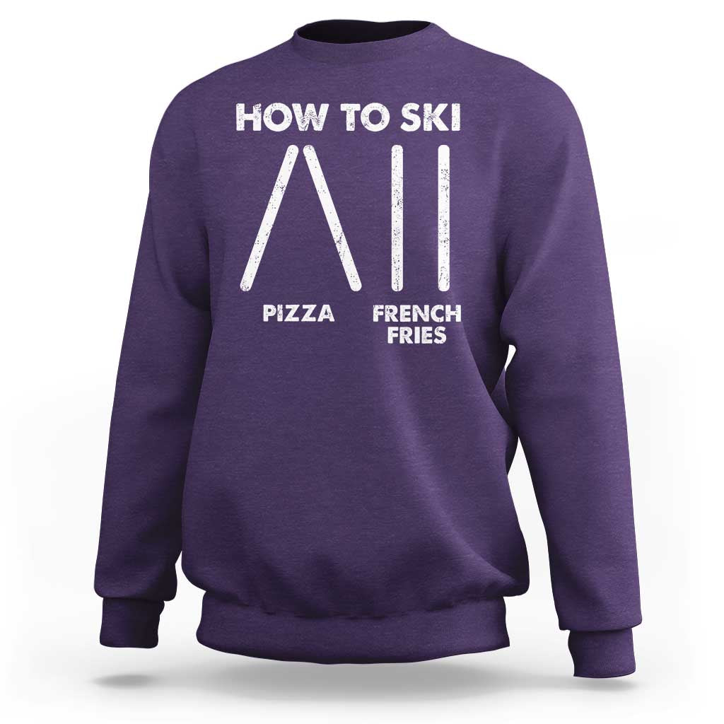 Funny Skiing Instructor Sweatshirt How To Ski Food Lover Winter Sport - Wonder Print Shop