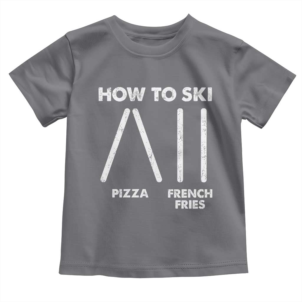 Funny Skiing Instructor Toddler T Shirt How To Ski Food Lover Winter Sport - Wonder Print Shop