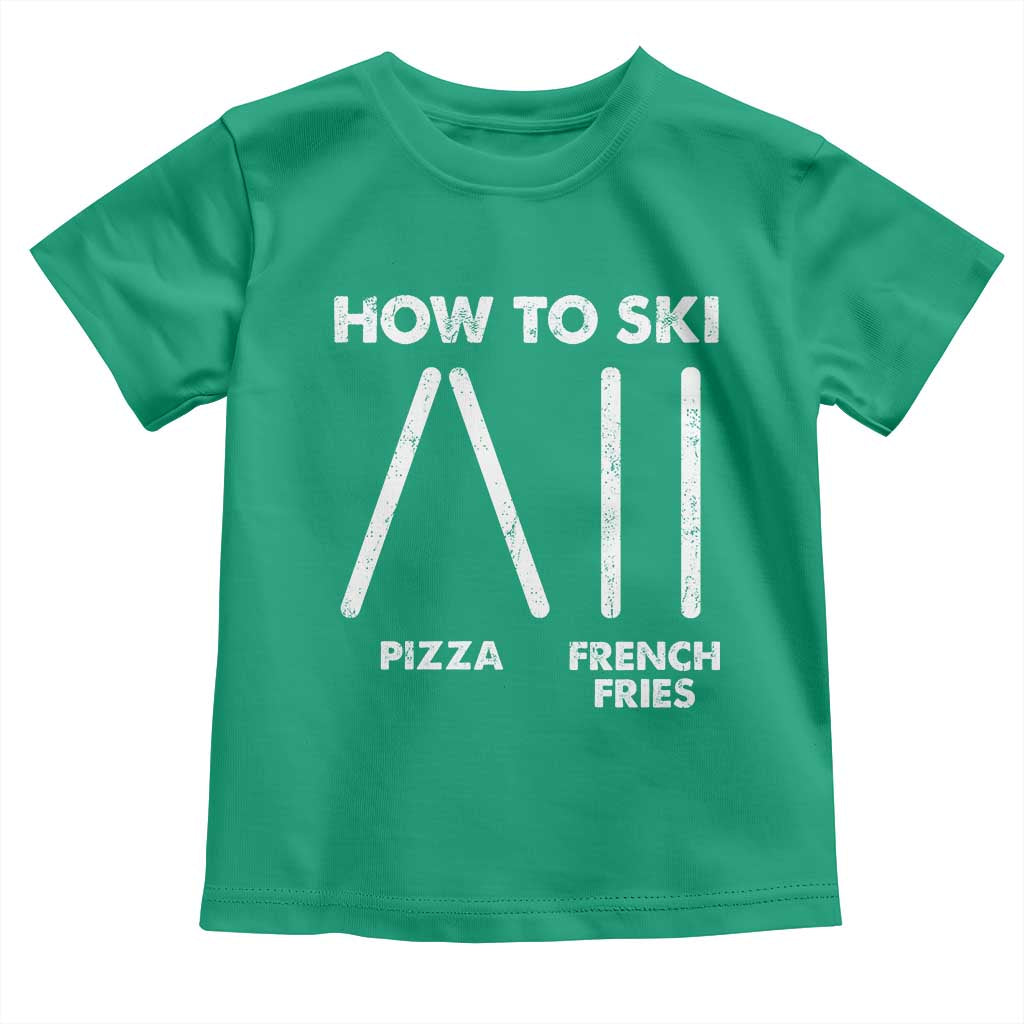 Funny Skiing Instructor Toddler T Shirt How To Ski Food Lover Winter Sport - Wonder Print Shop