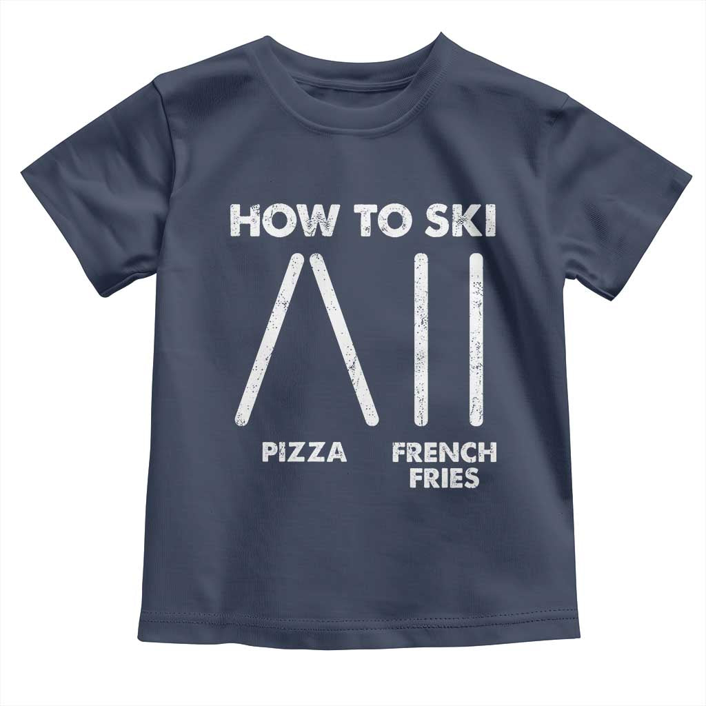 Funny Skiing Instructor Toddler T Shirt How To Ski Food Lover Winter Sport - Wonder Print Shop