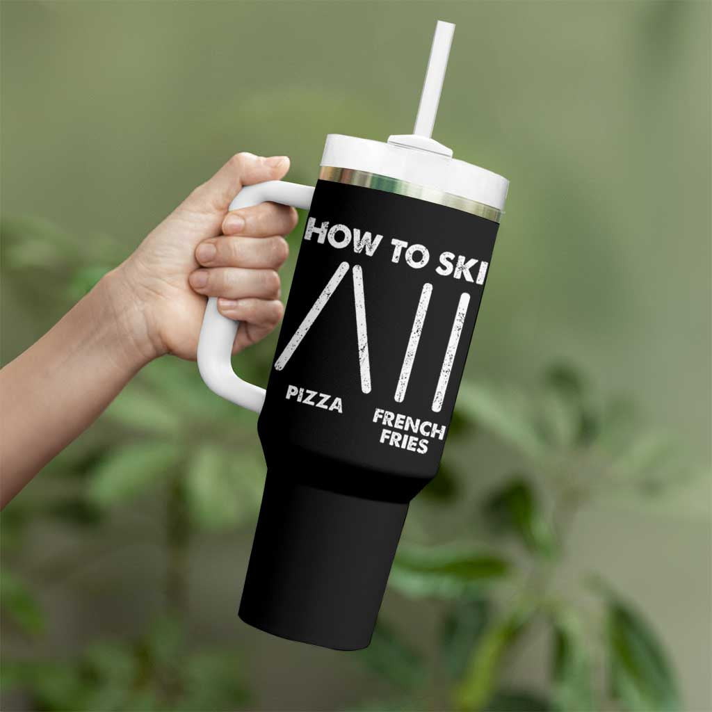 Funny Skiing Instructor Tumbler With Handle How To Ski Food Lover Winter Sport - Wonder Print Shop