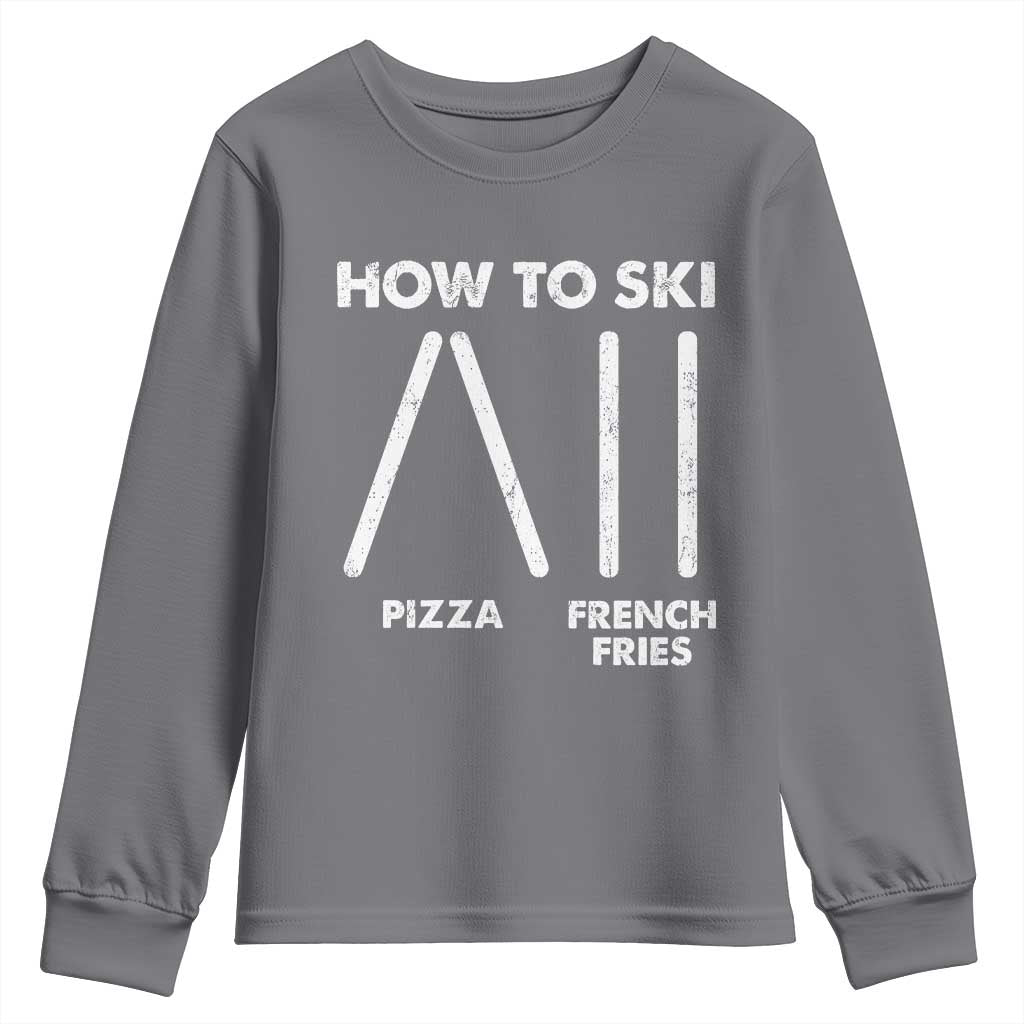 Funny Skiing Instructor Youth Sweatshirt How To Ski Food Lover Winter Sport - Wonder Print Shop