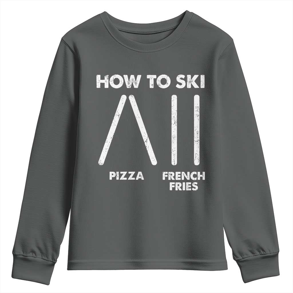 Funny Skiing Instructor Youth Sweatshirt How To Ski Food Lover Winter Sport - Wonder Print Shop