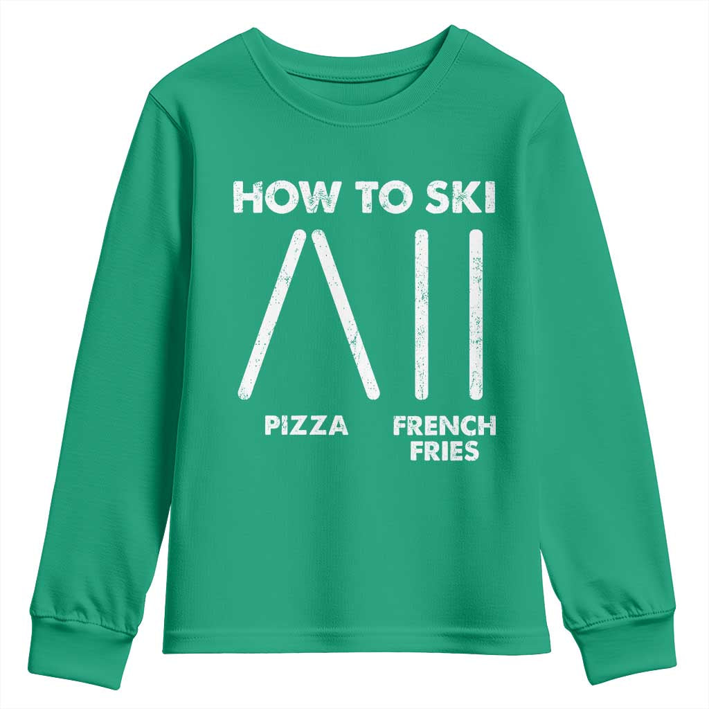 Funny Skiing Instructor Youth Sweatshirt How To Ski Food Lover Winter Sport - Wonder Print Shop