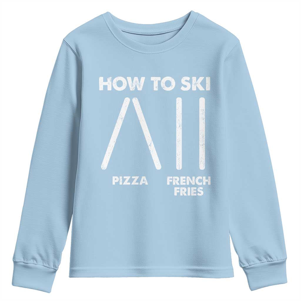 Funny Skiing Instructor Youth Sweatshirt How To Ski Food Lover Winter Sport - Wonder Print Shop