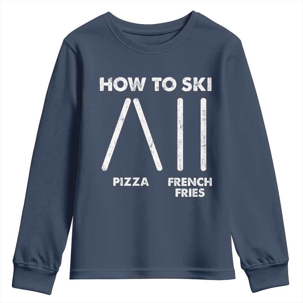 Funny Skiing Instructor Youth Sweatshirt How To Ski Food Lover Winter Sport - Wonder Print Shop
