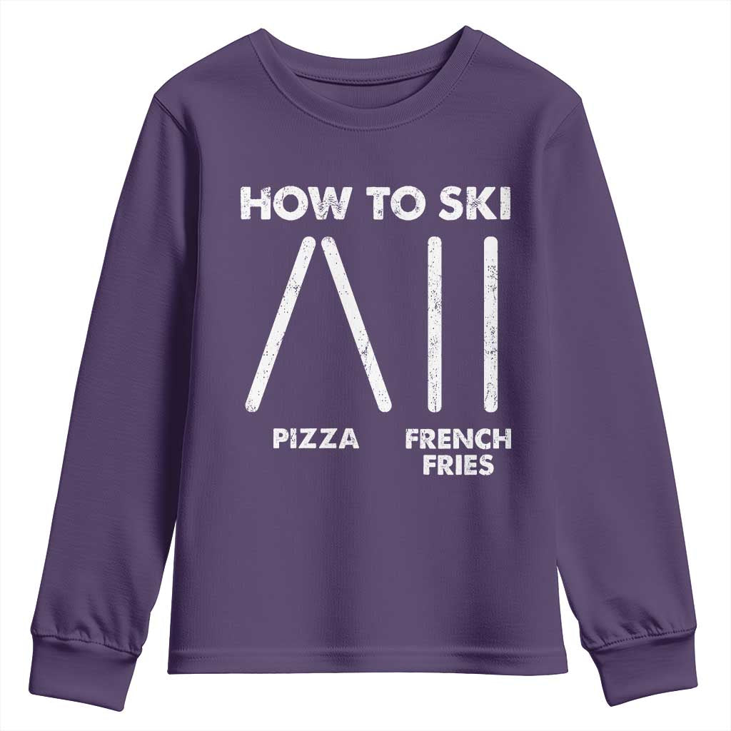 Funny Skiing Instructor Youth Sweatshirt How To Ski Food Lover Winter Sport - Wonder Print Shop