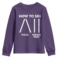 Funny Skiing Instructor Youth Sweatshirt How To Ski Food Lover Winter Sport - Wonder Print Shop