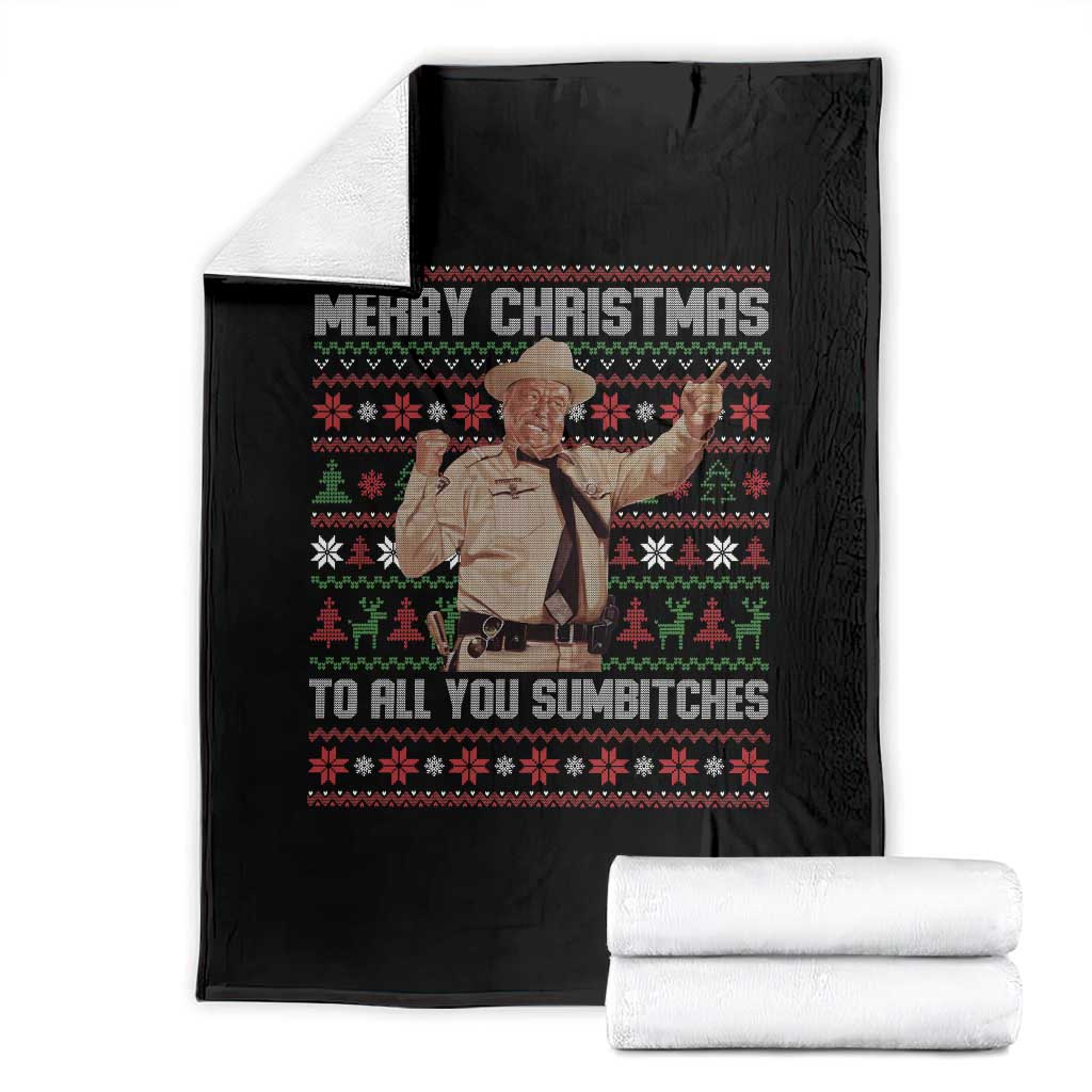 Merry Christmas To All You Sumbitches Throw Blanket Funny Smokey Xmas Movie The Bandit - Wonder Print Shop