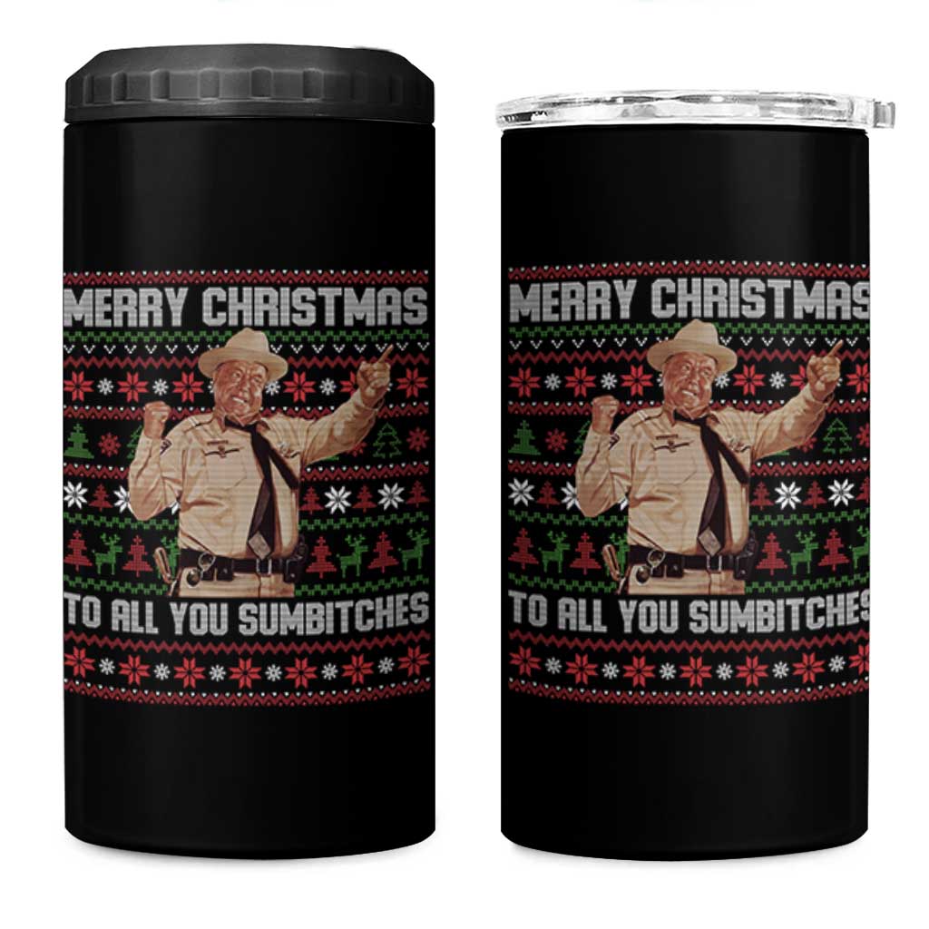 Merry Christmas To All You Sumbitches 4 in 1 Can Cooler Tumbler Funny Smokey Xmas Movie The Bandit - Wonder Print Shop