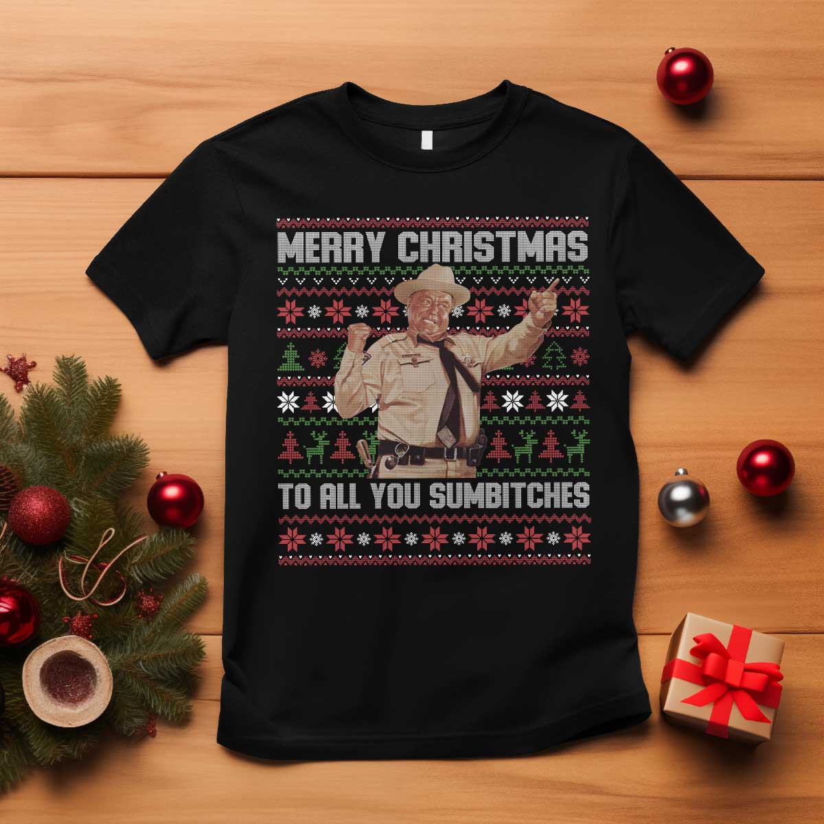 Merry Christmas To All You Sumbitches T Shirt Funny Smokey Xmas Movie The Bandit - Wonder Print Shop