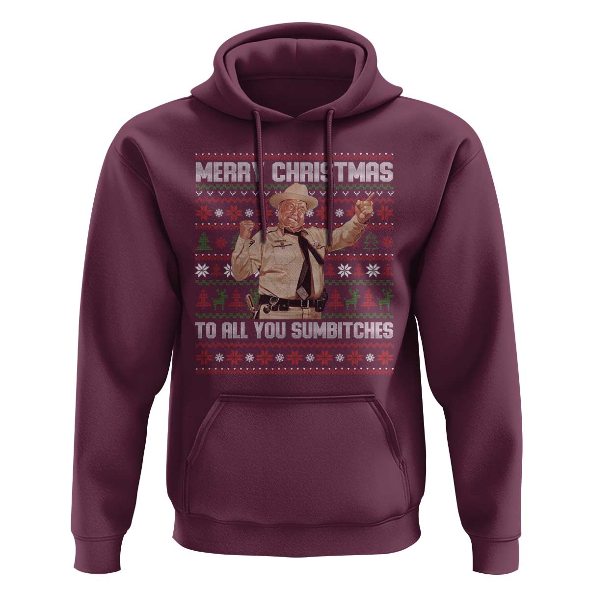 Merry Christmas To All You Sumbitches Hoodie Funny Smokey Xmas Movie The Bandit - Wonder Print Shop