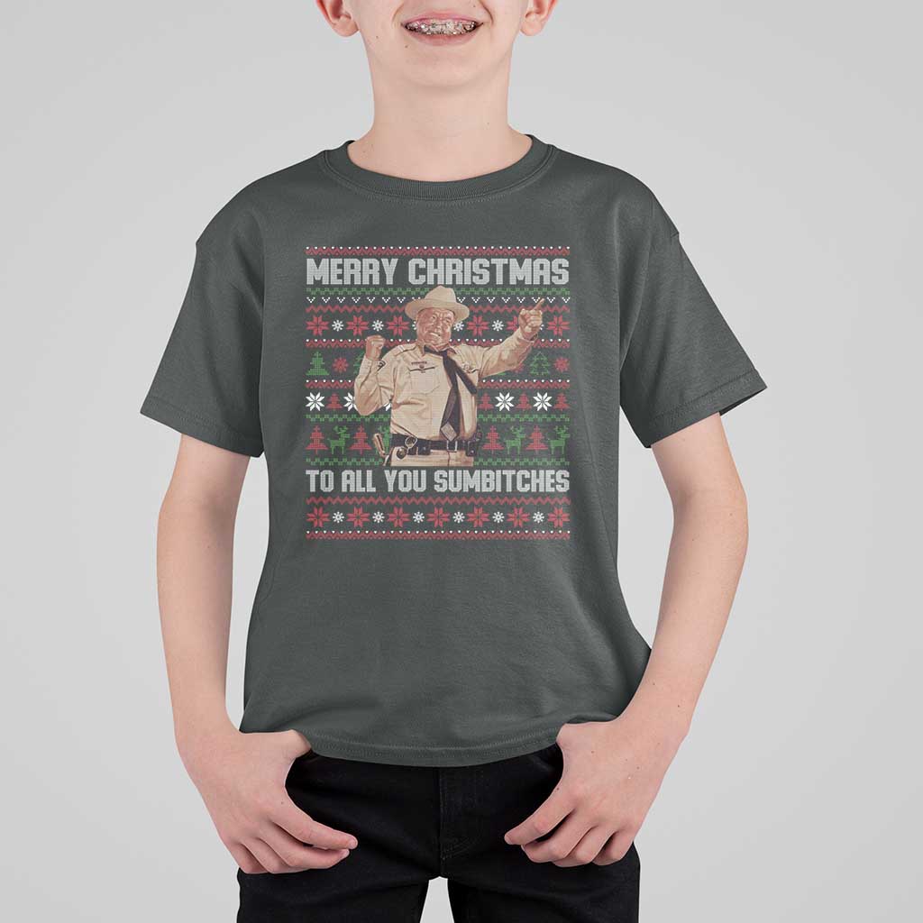 Merry Christmas To All You Sumbitches T Shirt For Kid Funny Smokey Xmas Movie The Bandit - Wonder Print Shop