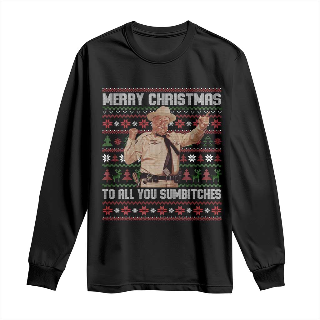 Merry Christmas To All You Sumbitches Long Sleeve Shirt Funny Smokey Xmas Movie The Bandit - Wonder Print Shop