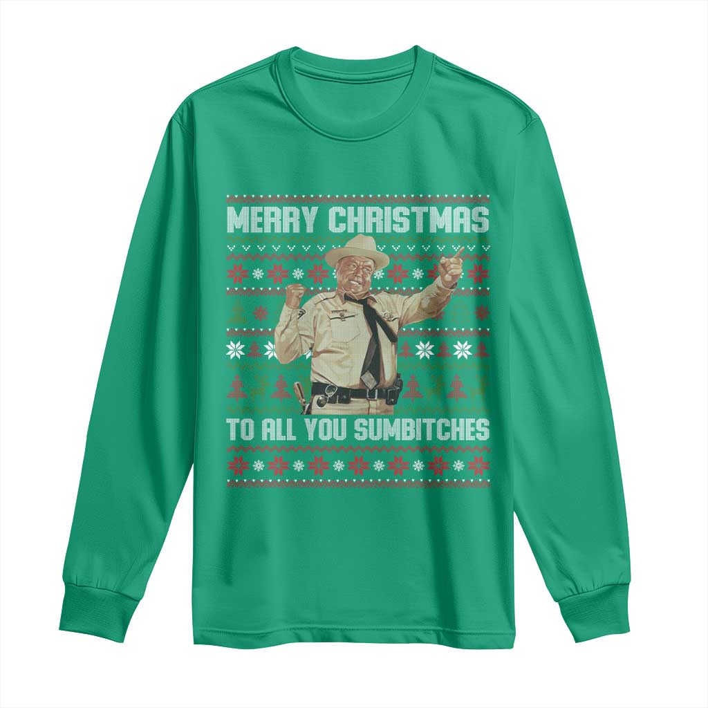 Merry Christmas To All You Sumbitches Long Sleeve Shirt Funny Smokey Xmas Movie The Bandit - Wonder Print Shop