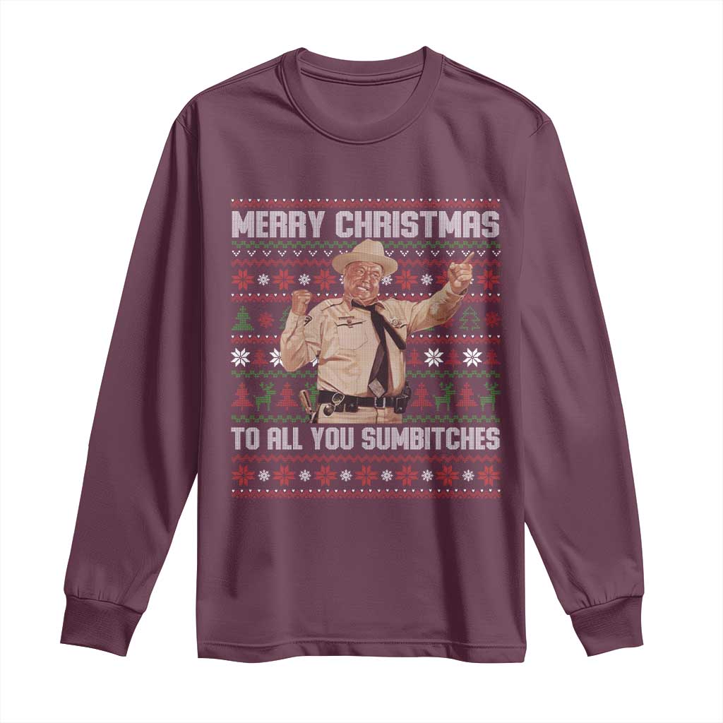 Merry Christmas To All You Sumbitches Long Sleeve Shirt Funny Smokey Xmas Movie The Bandit - Wonder Print Shop
