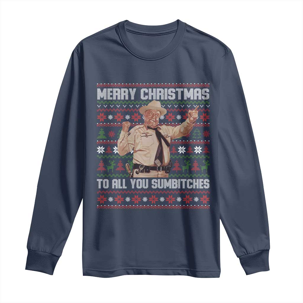 Merry Christmas To All You Sumbitches Long Sleeve Shirt Funny Smokey Xmas Movie The Bandit - Wonder Print Shop
