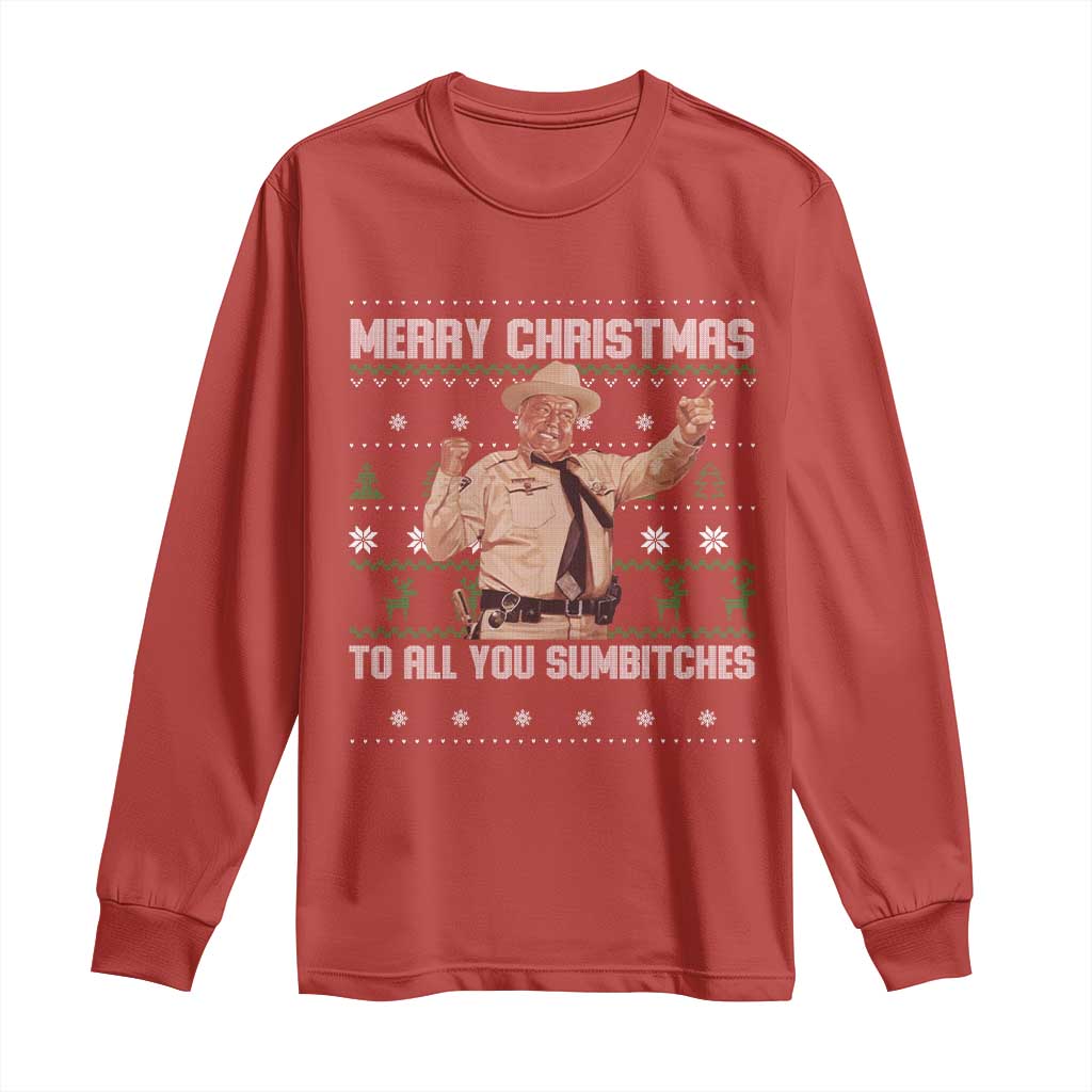 Merry Christmas To All You Sumbitches Long Sleeve Shirt Funny Smokey Xmas Movie The Bandit - Wonder Print Shop