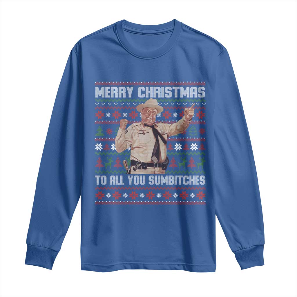 Merry Christmas To All You Sumbitches Long Sleeve Shirt Funny Smokey Xmas Movie The Bandit - Wonder Print Shop