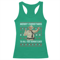 Merry Christmas To All You Sumbitches Racerback Tank Top Funny Smokey Xmas Movie The Bandit - Wonder Print Shop