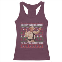 Merry Christmas To All You Sumbitches Racerback Tank Top Funny Smokey Xmas Movie The Bandit - Wonder Print Shop