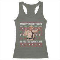Merry Christmas To All You Sumbitches Racerback Tank Top Funny Smokey Xmas Movie The Bandit - Wonder Print Shop