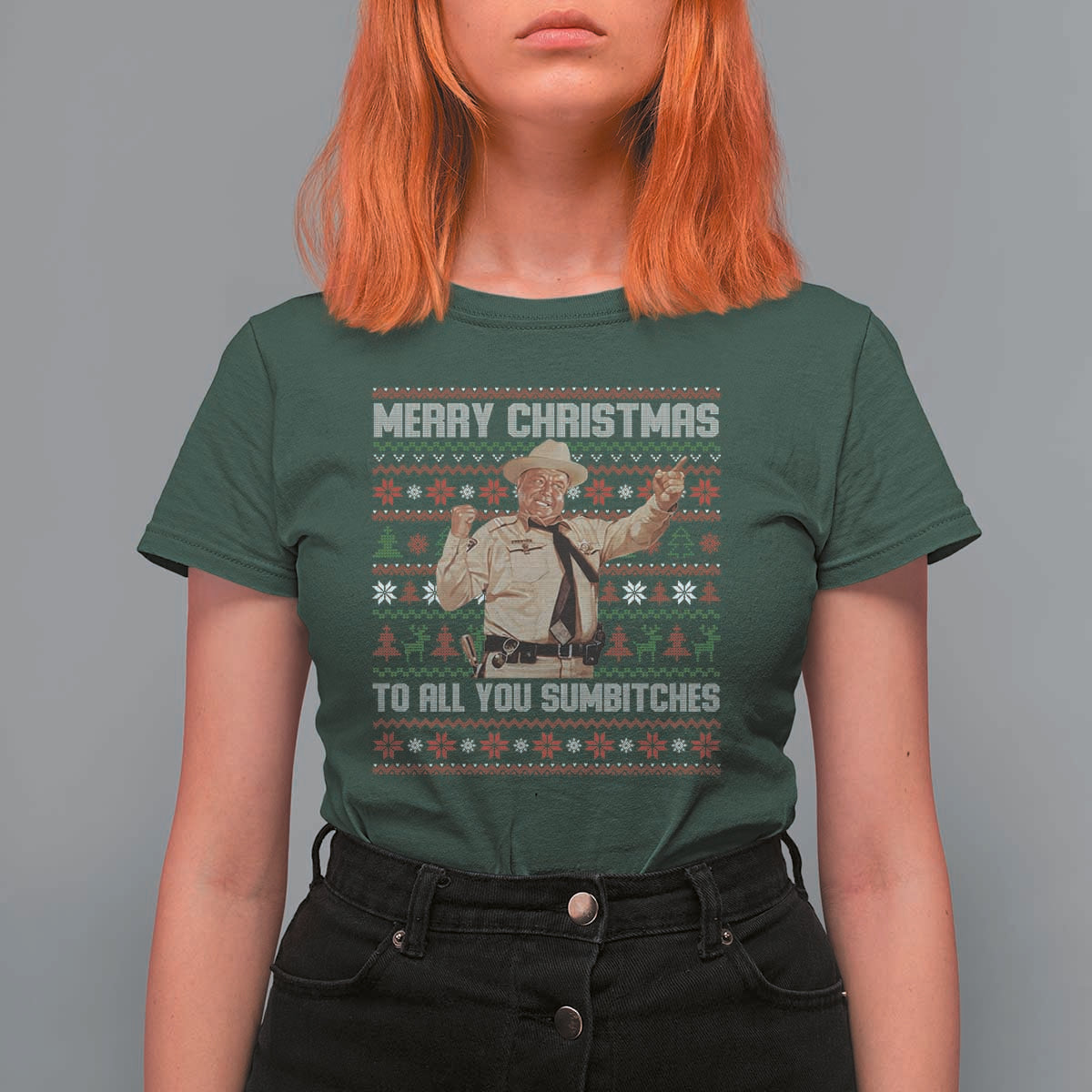 Merry Christmas To All You Sumbitches T Shirt For Women Funny Smokey Xmas Movie The Bandit - Wonder Print Shop