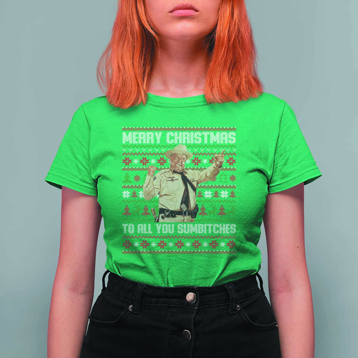 Merry Christmas To All You Sumbitches T Shirt For Women Funny Smokey Xmas Movie The Bandit - Wonder Print Shop