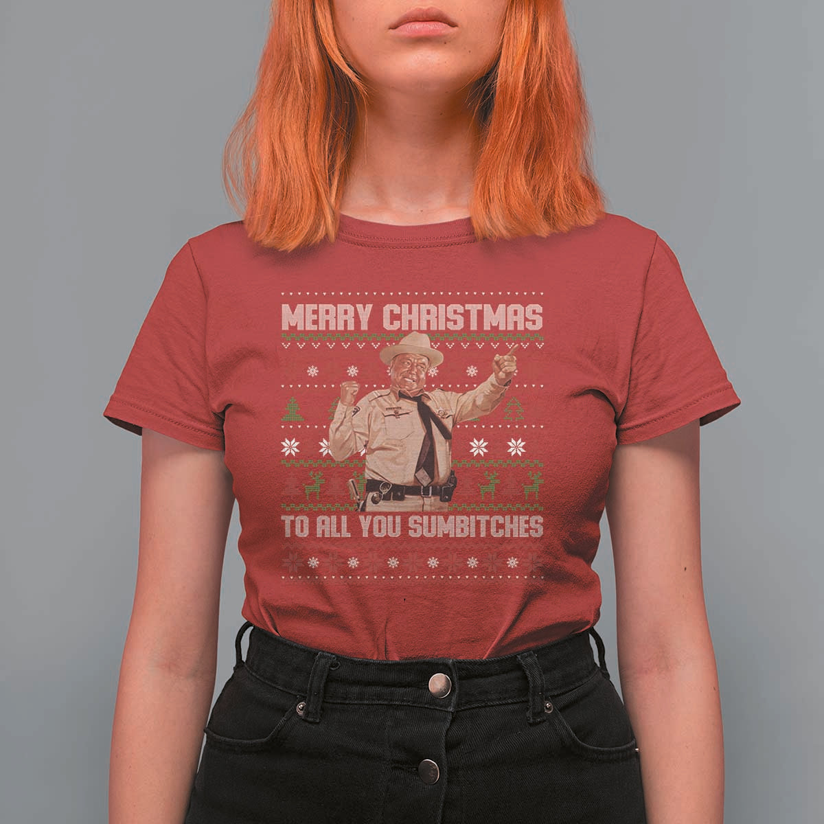 Merry Christmas To All You Sumbitches T Shirt For Women Funny Smokey Xmas Movie The Bandit - Wonder Print Shop
