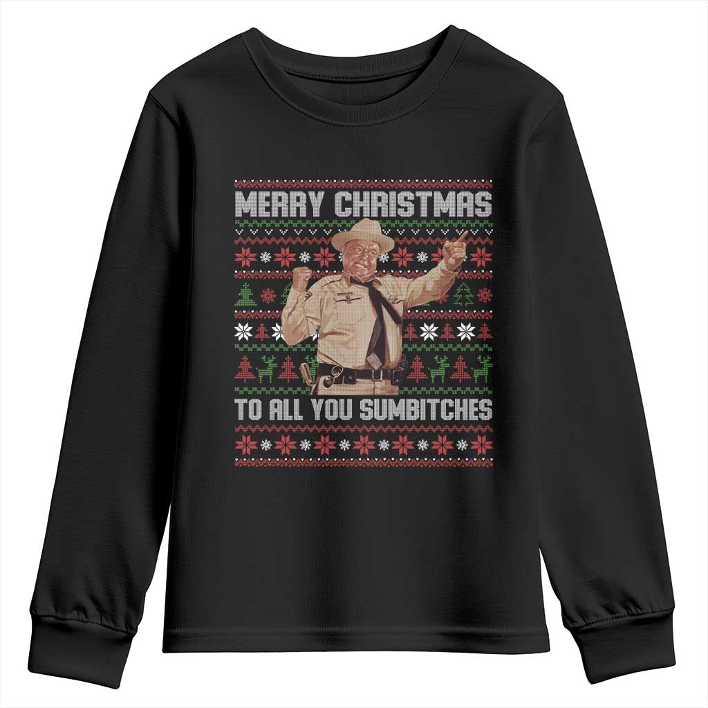 Merry Christmas To All You Sumbitches Youth Sweatshirt Funny Smokey Xmas Movie The Bandit - Wonder Print Shop