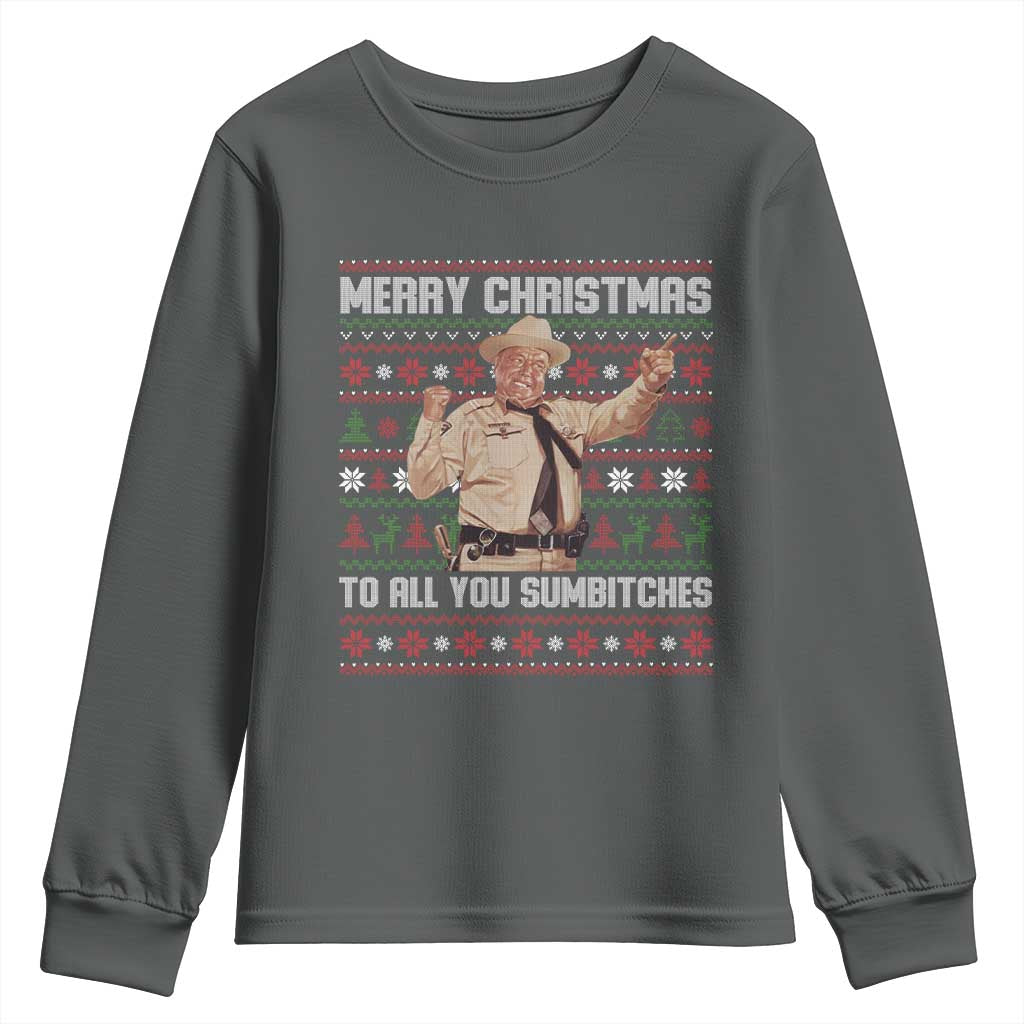 Merry Christmas To All You Sumbitches Youth Sweatshirt Funny Smokey Xmas Movie The Bandit - Wonder Print Shop