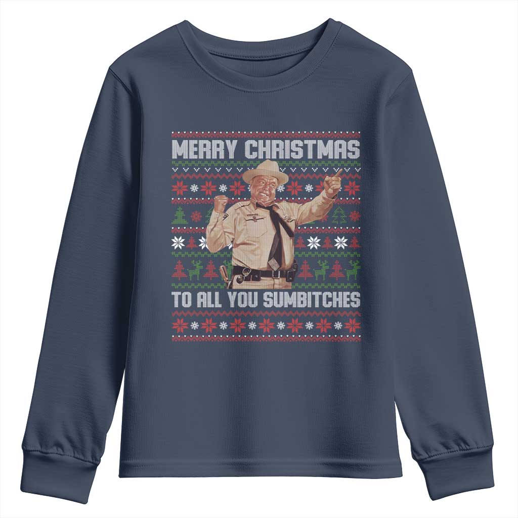 Merry Christmas To All You Sumbitches Youth Sweatshirt Funny Smokey Xmas Movie The Bandit - Wonder Print Shop