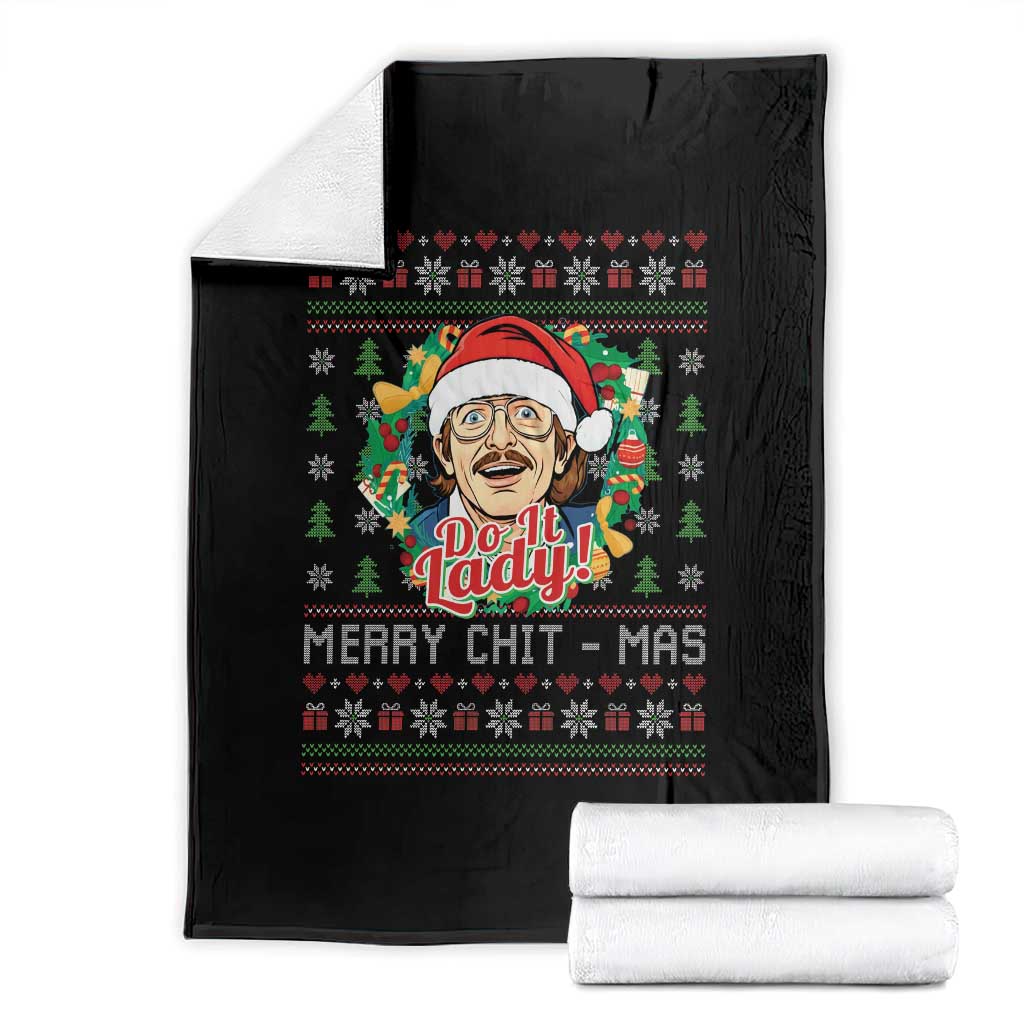 Funny Chit Christmas Throw Blanket Merry Chit Mas Do It Lady Xmas Wreath - Wonder Print Shop