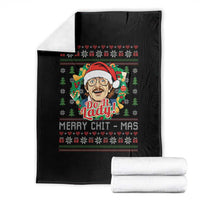 Funny Chit Christmas Throw Blanket Merry Chit Mas Do It Lady Xmas Wreath - Wonder Print Shop