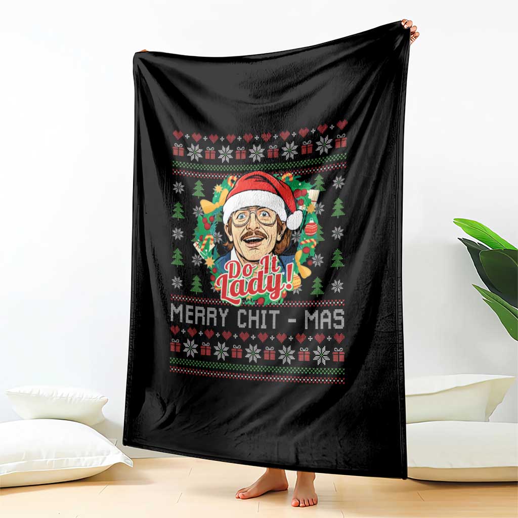 Funny Chit Christmas Throw Blanket Merry Chit Mas Do It Lady Xmas Wreath - Wonder Print Shop