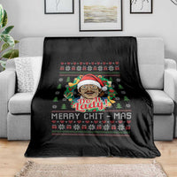 Funny Chit Christmas Throw Blanket Merry Chit Mas Do It Lady Xmas Wreath - Wonder Print Shop