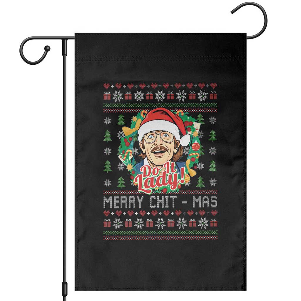 Funny Chit Christmas Garden Flag Merry Chit Mas Do It Lady Xmas Wreath - Wonder Print Shop