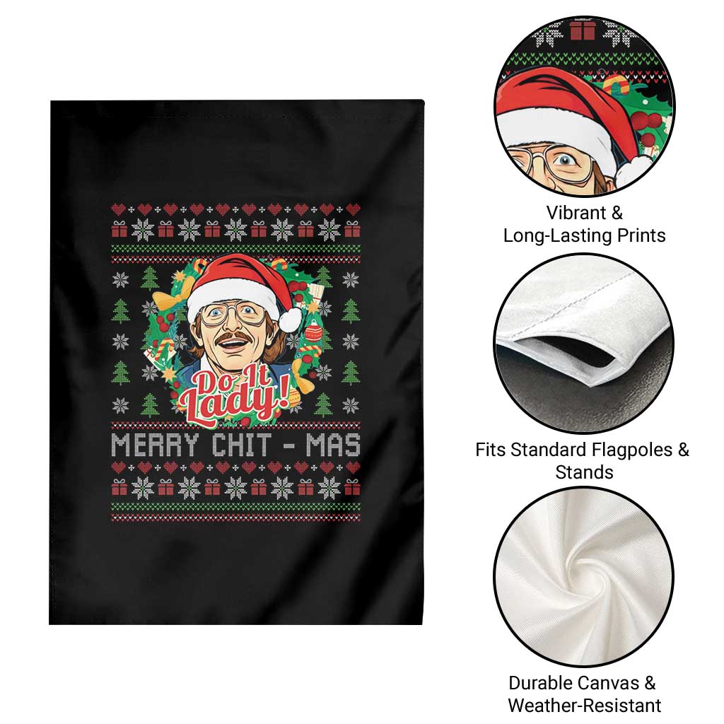 Funny Chit Christmas Garden Flag Merry Chit Mas Do It Lady Xmas Wreath - Wonder Print Shop