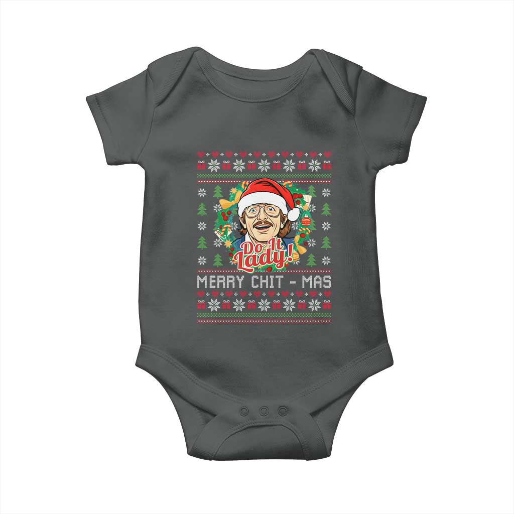 Funny Chit Christmas Baby Onesie Merry Chit Mas Do It Lady Xmas Wreath - Wonder Print Shop
