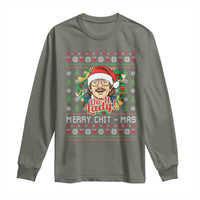 Funny Chit Christmas Long Sleeve Shirt Merry Chit Mas Do It Lady Xmas Wreath - Wonder Print Shop