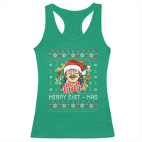 Funny Chit Christmas Racerback Tank Top Merry Chit Mas Do It Lady Xmas Wreath - Wonder Print Shop