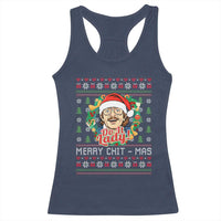 Funny Chit Christmas Racerback Tank Top Merry Chit Mas Do It Lady Xmas Wreath - Wonder Print Shop
