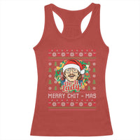 Funny Chit Christmas Racerback Tank Top Merry Chit Mas Do It Lady Xmas Wreath - Wonder Print Shop